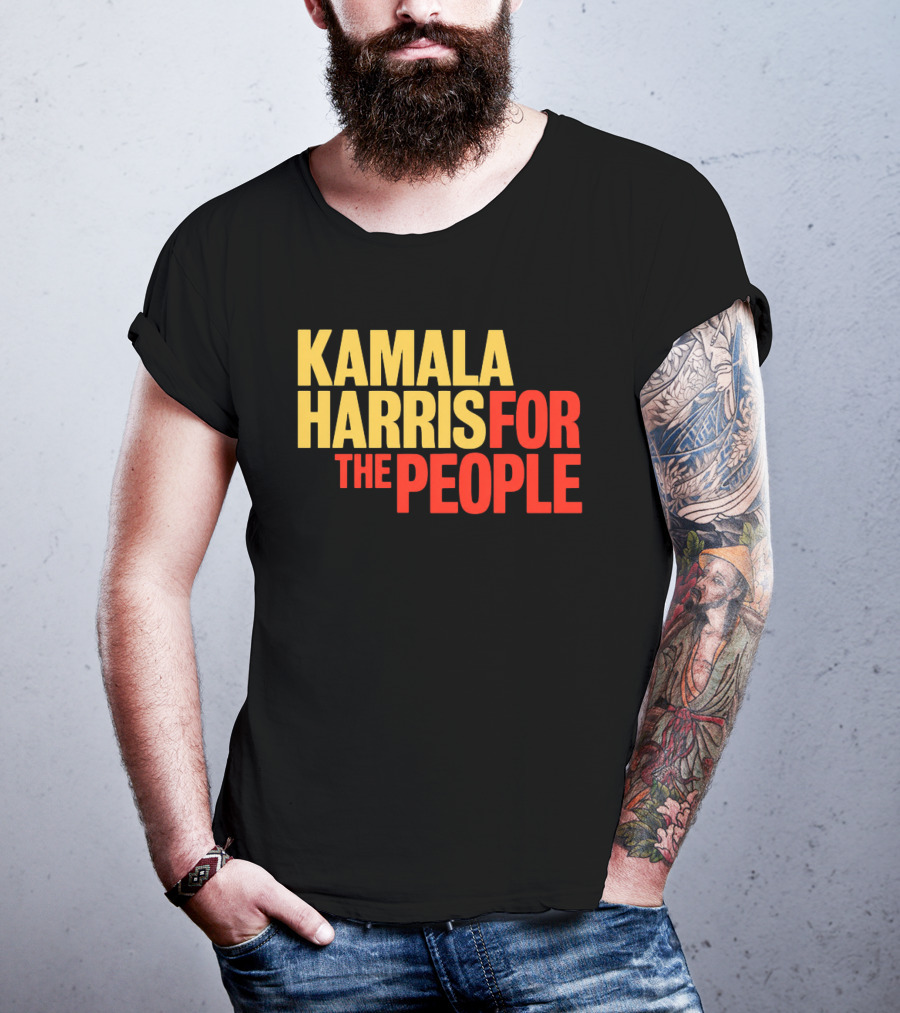 Kamala Harris For The People Text Classic Bold Yellow And Red T-Shirt