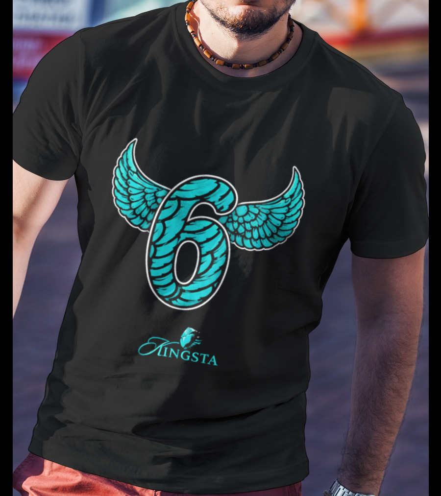 Kingsta Turquoise Feathered Wings Number 6 T-Shirt