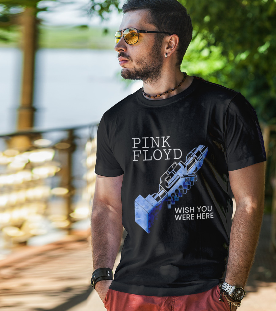 Pink Floyd Wish You Were Here Blue Mechanical Robot Handshake T-Shirt