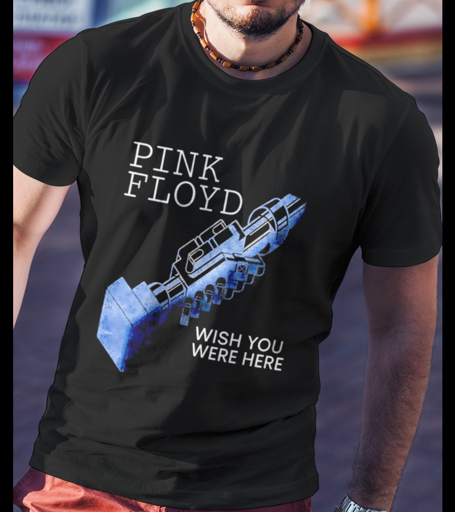 Pink Floyd Wish You Were Here Blue Mechanical Robot Handshake T-Shirt
