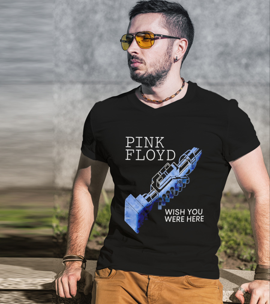 Pink Floyd Wish You Were Here Blue Mechanical Robot Handshake T-Shirt