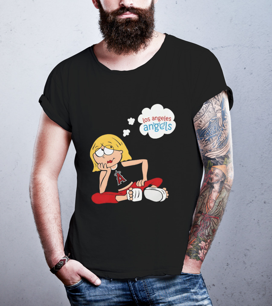 Los Angeles Angels MLB Blonde Girl Thought Bubble Sitting Pose T-Shirt