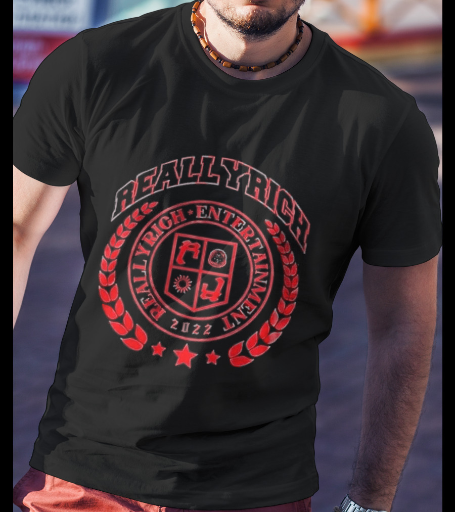 Reallyrich Entertainment 2022 Laurel Wreath Red Crest Shield And Stars T-Shirt