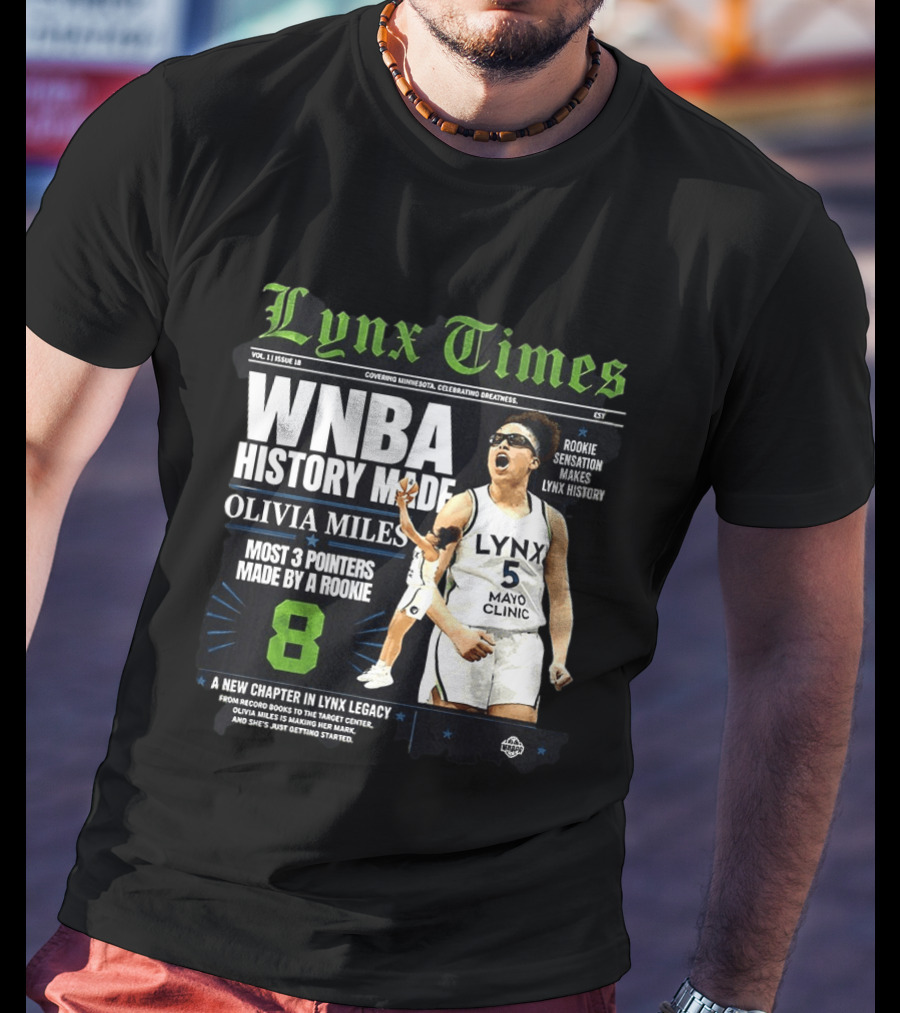 WNBA History Made Olivia Miles Lynx Times Most 3 Pointers By A Rookie T-Shirt