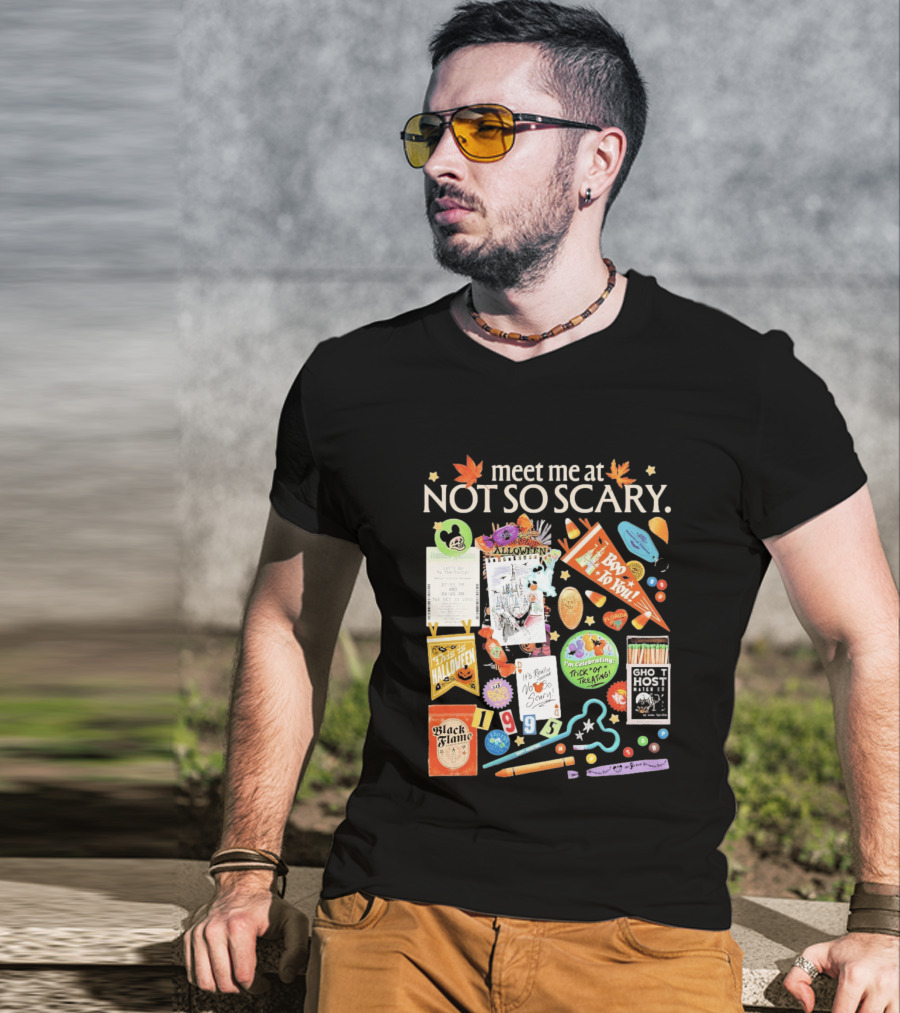 Meet Me At Not So Scary Boo To You Disney Halloween Trick Or Treating Black Flame Candle Halloween Party T-Shirt