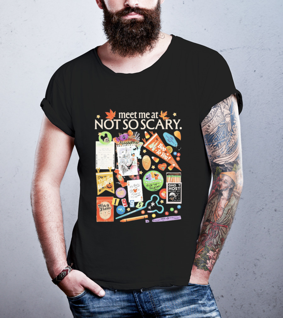 Meet Me At Not So Scary Boo To You Disney Halloween Trick Or Treating Black Flame Candle Halloween Party T-Shirt