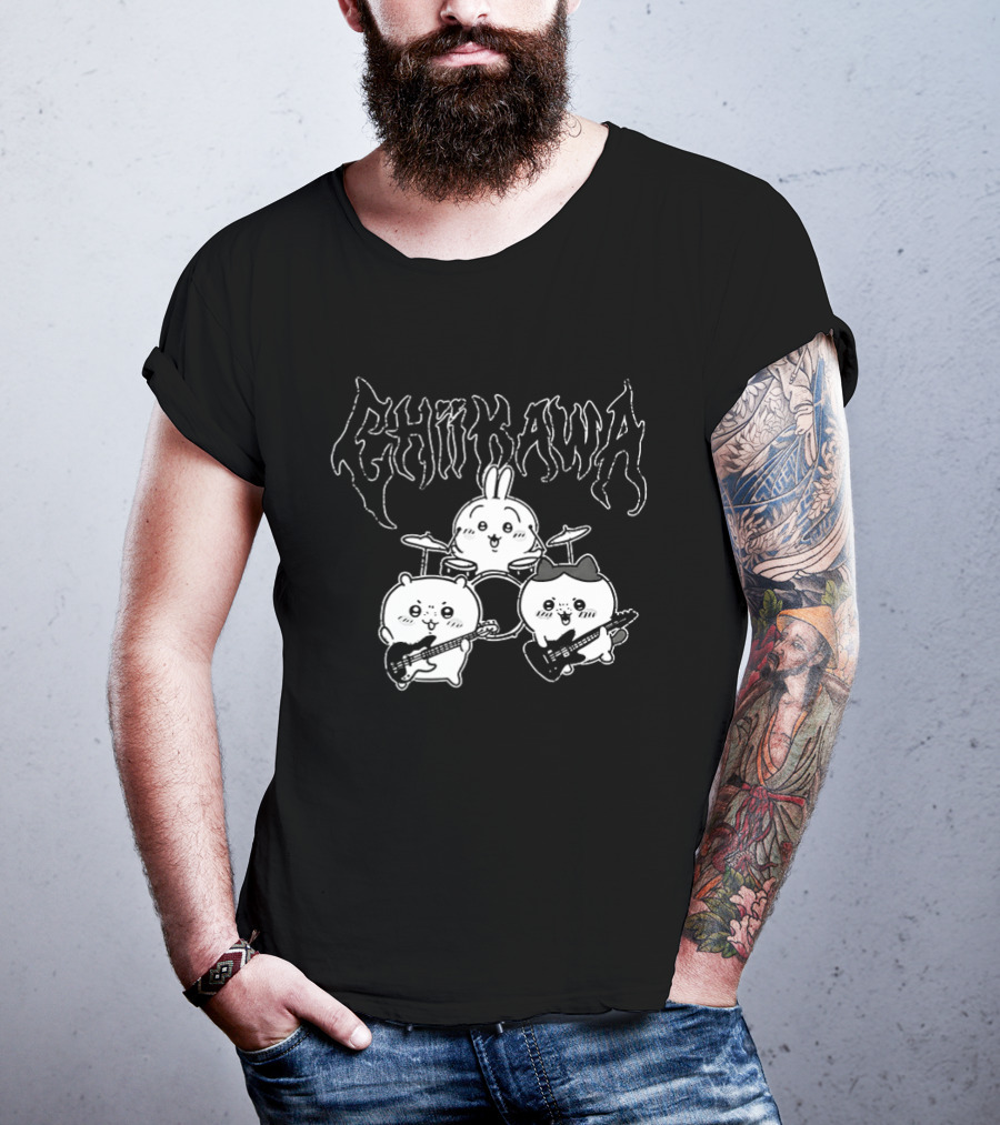 Chiikawa Kawaii Metal Band Characters With Instruments T-Shirt