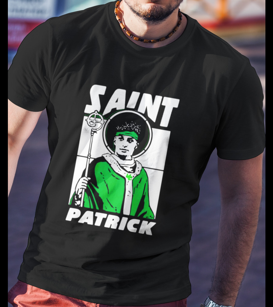 Saint Patrick Mahomes Kansas City Chiefs Iconic Green Halo And Staff T-Shirt