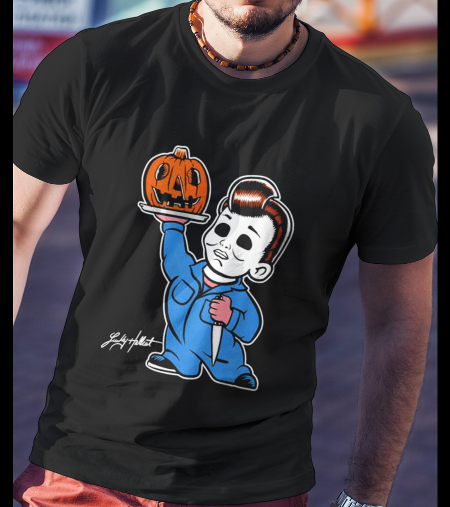 Michael Myers Big Boy Halloween Pumpkin Knife T-Shirt