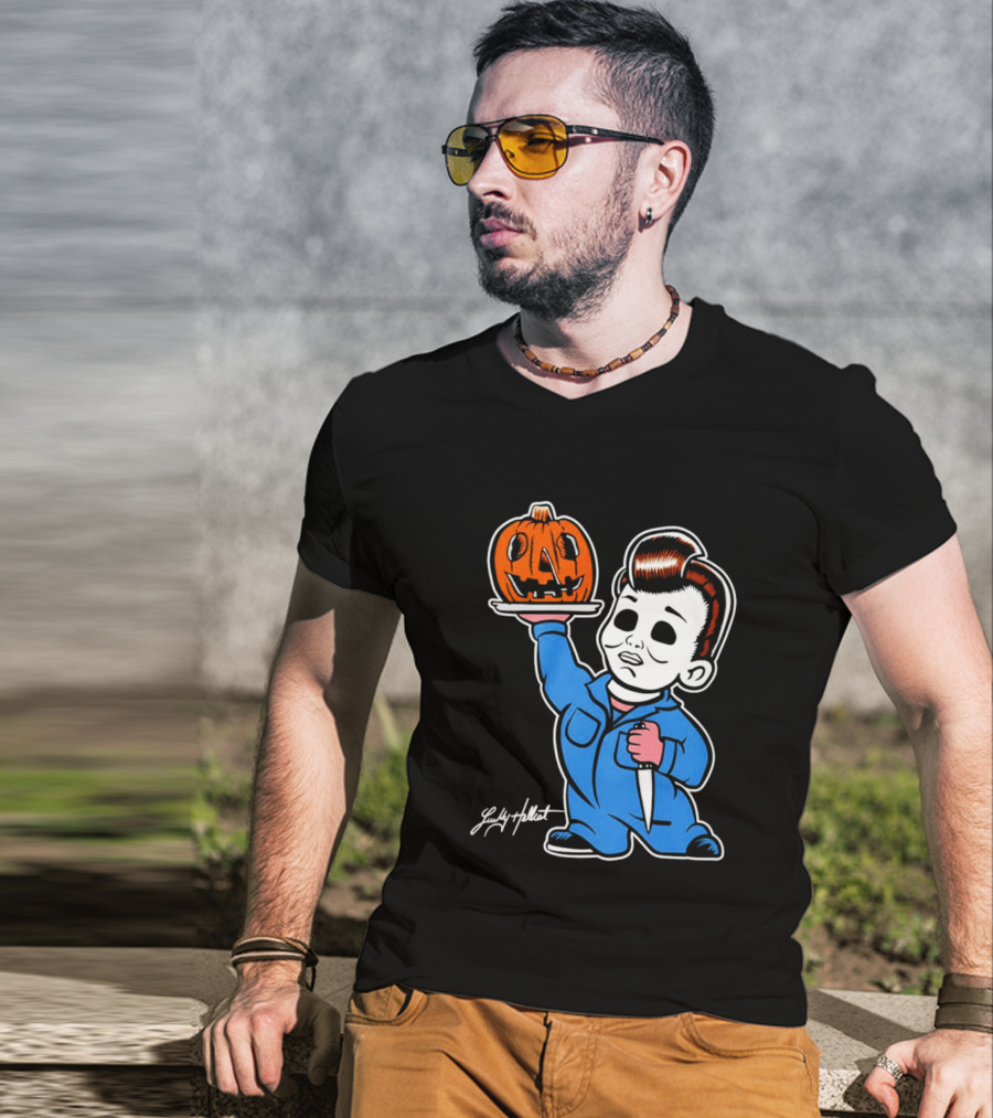 Michael Myers Big Boy Halloween Pumpkin Knife T-Shirt