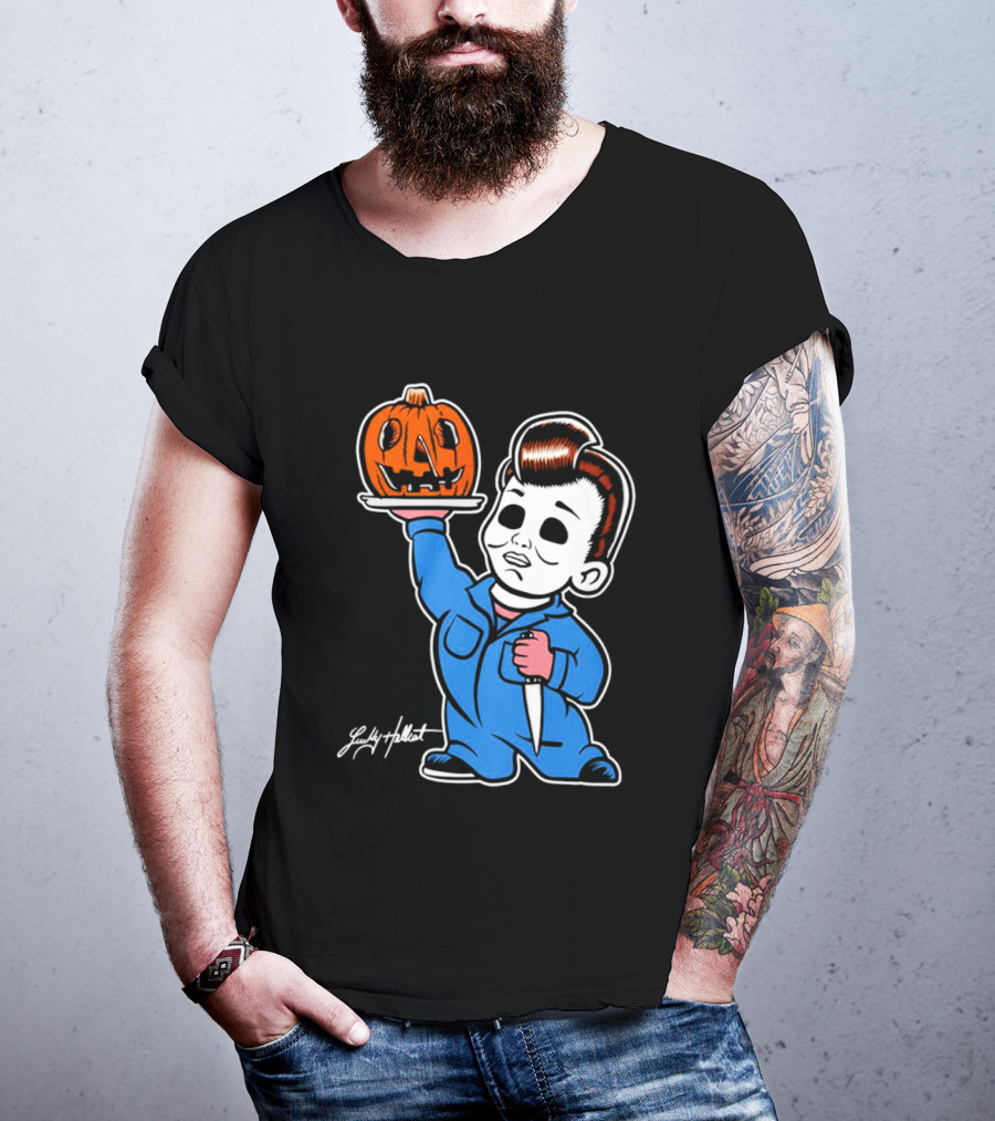 Michael Myers Big Boy Halloween Pumpkin Knife T-Shirt