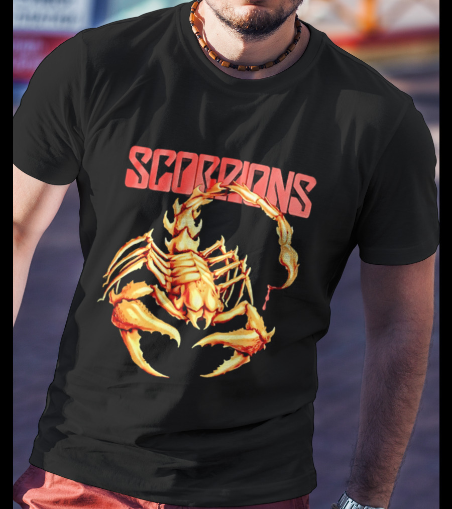 Scorpions Golden Metallic Skeleton Dripping Blood T-Shirt
