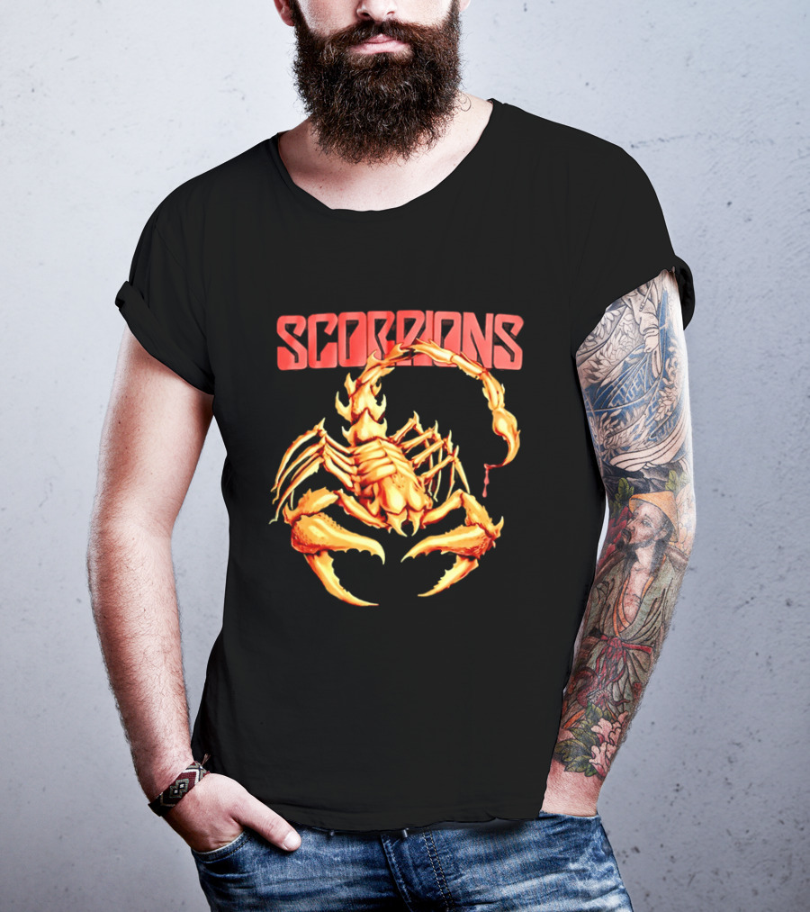 Scorpions Golden Metallic Skeleton Dripping Blood T-Shirt