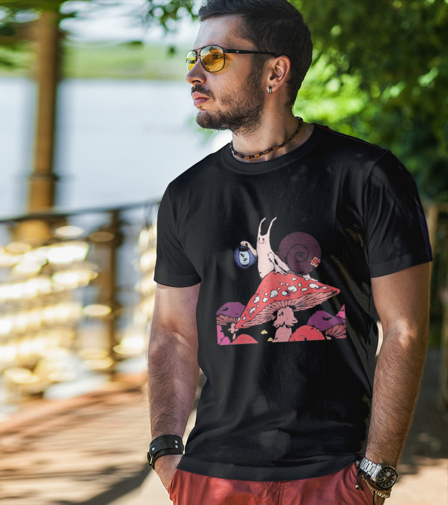 Steady Hands Snail Lantern On Giant Mushroom T-Shirt