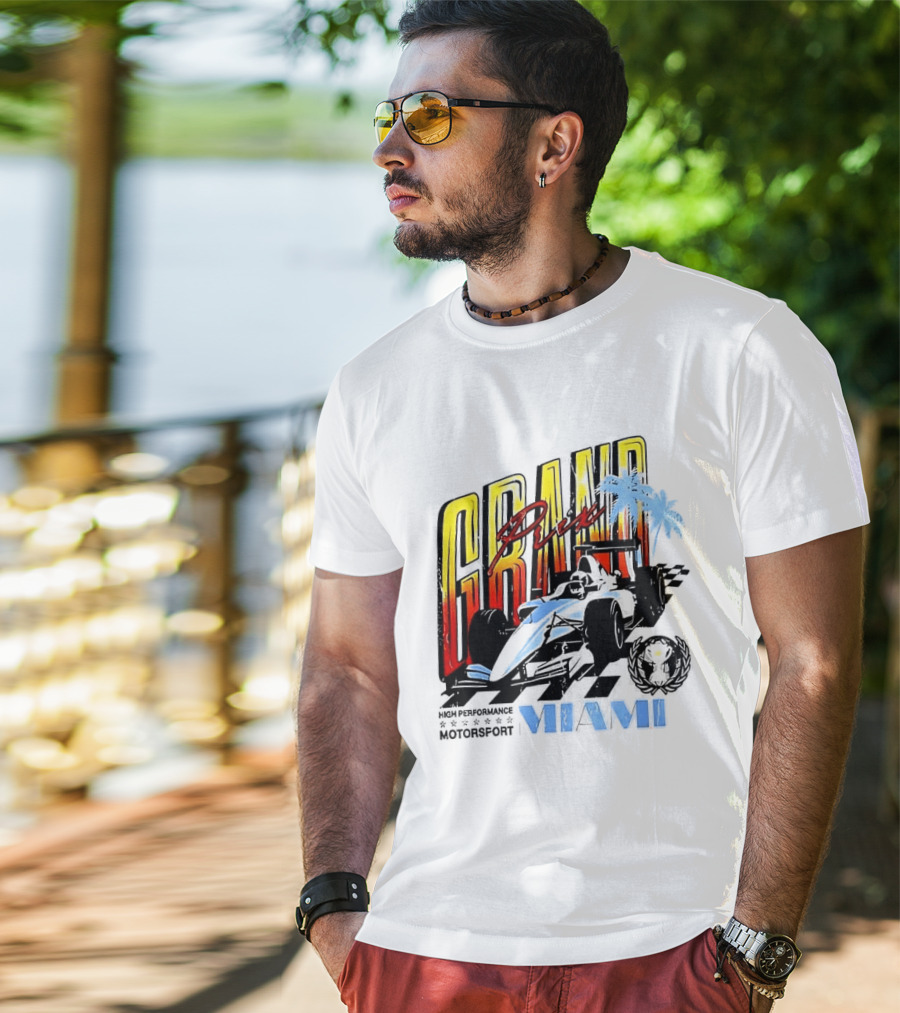 Chicago Bears Grand Prix Motorsport Miami Racing Car T-Shirt