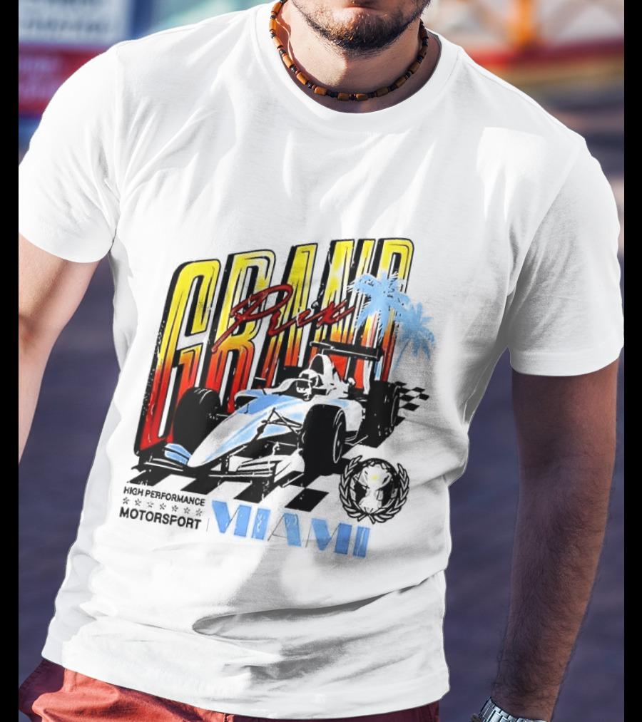 Chicago Bears Grand Prix Motorsport Miami Racing Car T-Shirt