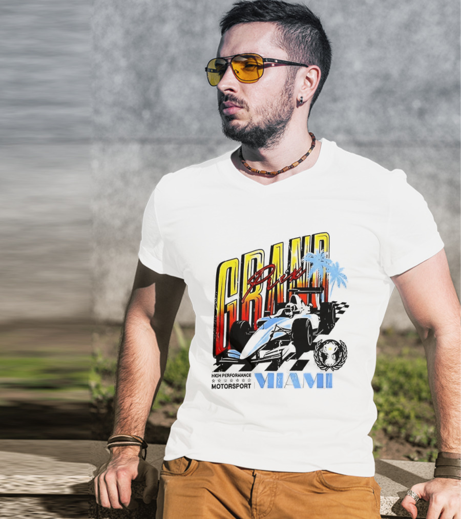 Chicago Bears Grand Prix Motorsport Miami Racing Car T-Shirt