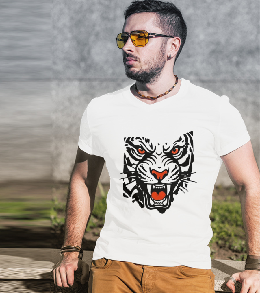 Cincinnati Bengals Open In Orange 2026 Season Tiger Face T-Shirt