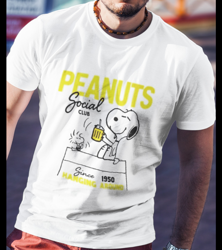 Peanuts Social Club Since 1950 Hanging Around Snoopy Woodstock T-Shirt
