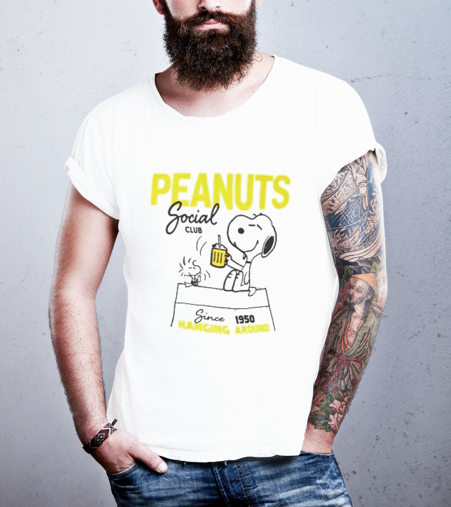 Peanuts Social Club Since 1950 Hanging Around Snoopy Woodstock T-Shirt