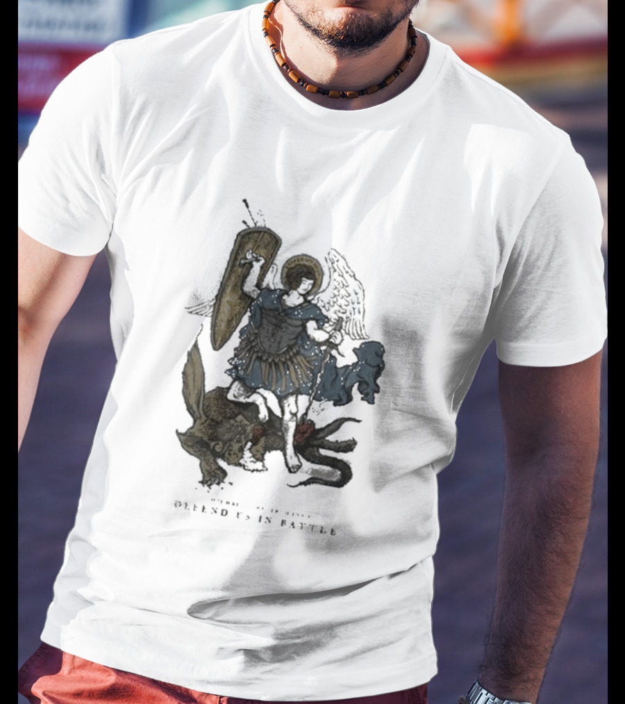 Saint Mxxxxxx Archangel Michael Defend Us In Battle Medieval Angelic Warrior T-Shirt