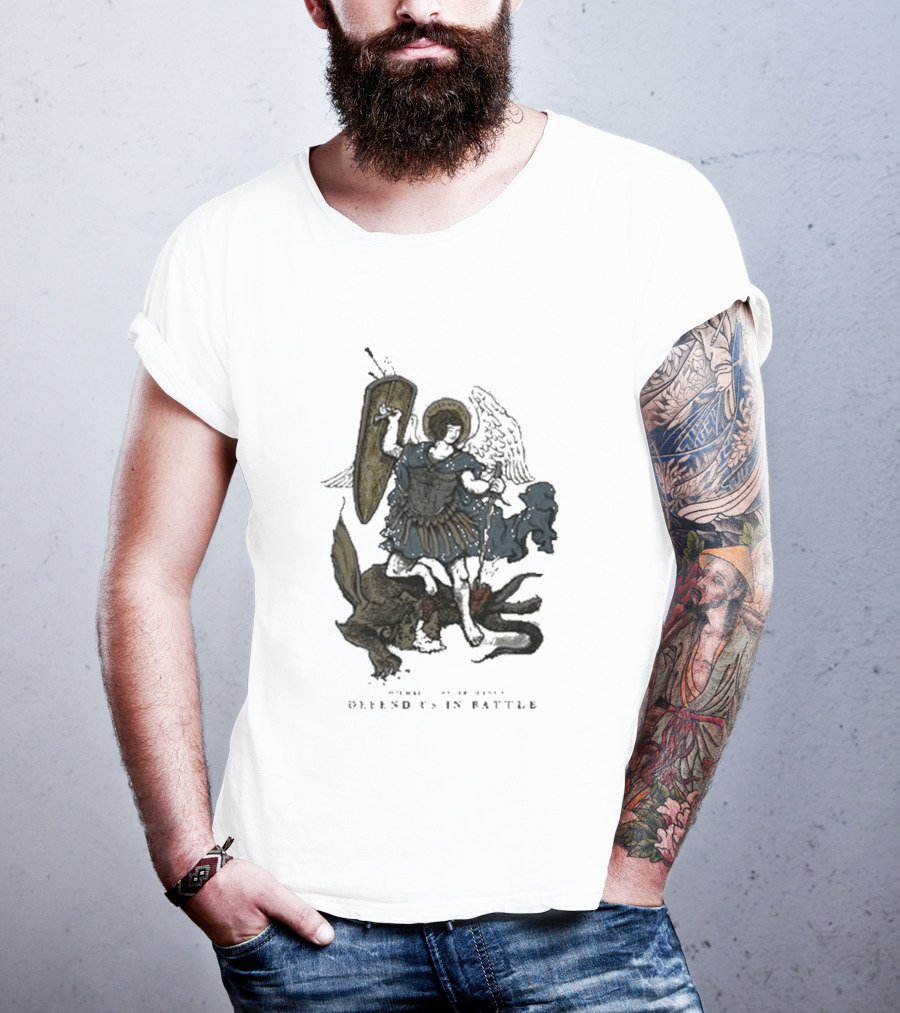 Saint Mxxxxxx Archangel Michael Defend Us In Battle Medieval Angelic Warrior T-Shirt
