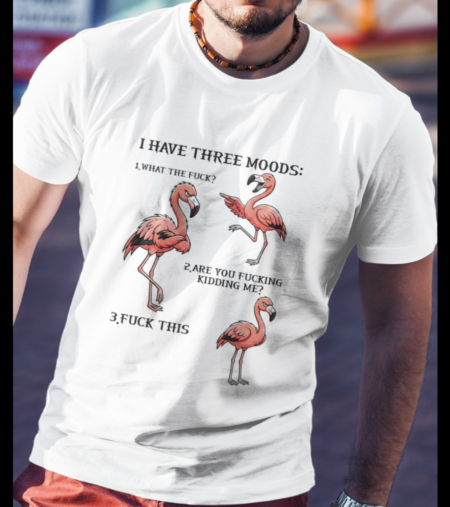 I Have Three Moods What The Fuck Are You Fucking Kidding Me Fuck This Flamingo T-Shirt