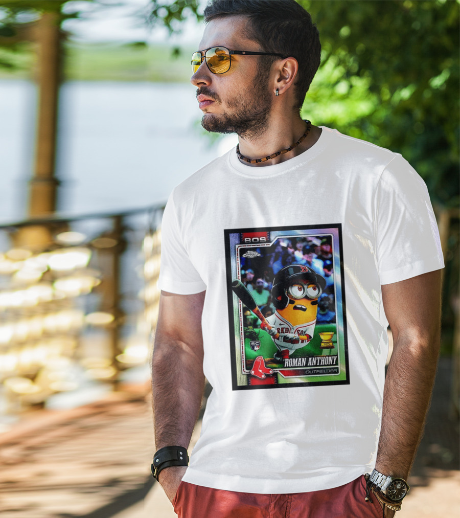 Minions Boston Red Sox Roman Anthony 2025 Topps Chrome Baseball Card T-Shirt