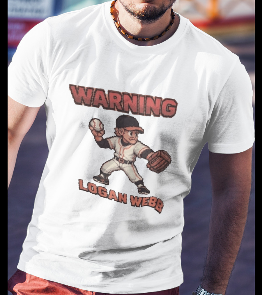 Warning Logan Webb 8 Bit Baseball T-Shirt