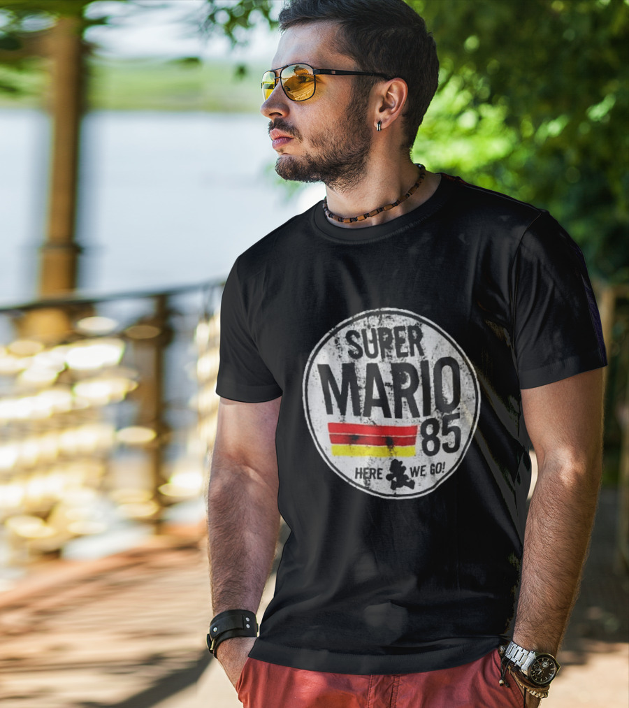 Super Mario 85 Here We Go Vintage Circle T-Shirt