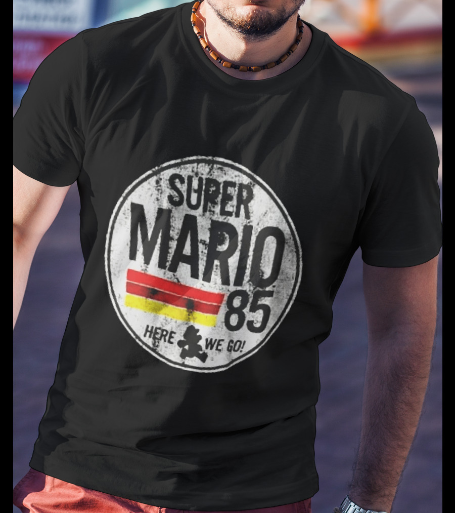 Super Mario 85 Here We Go Vintage Circle T-Shirt