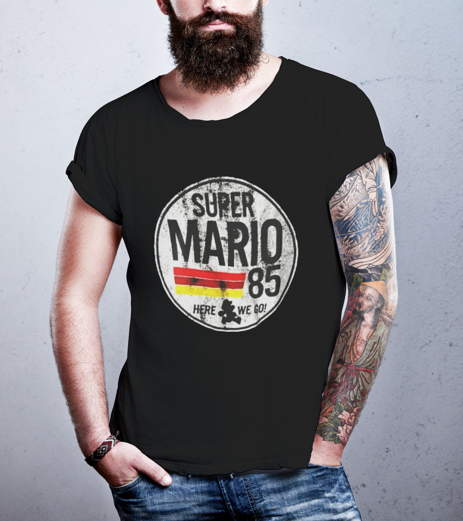 Super Mario 85 Here We Go Vintage Circle T-Shirt