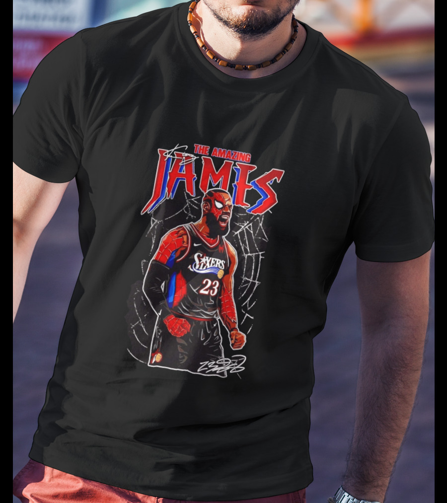 The Amazing LeBron James Spider Man 76ers NBA Crossover Comic T-Shirt