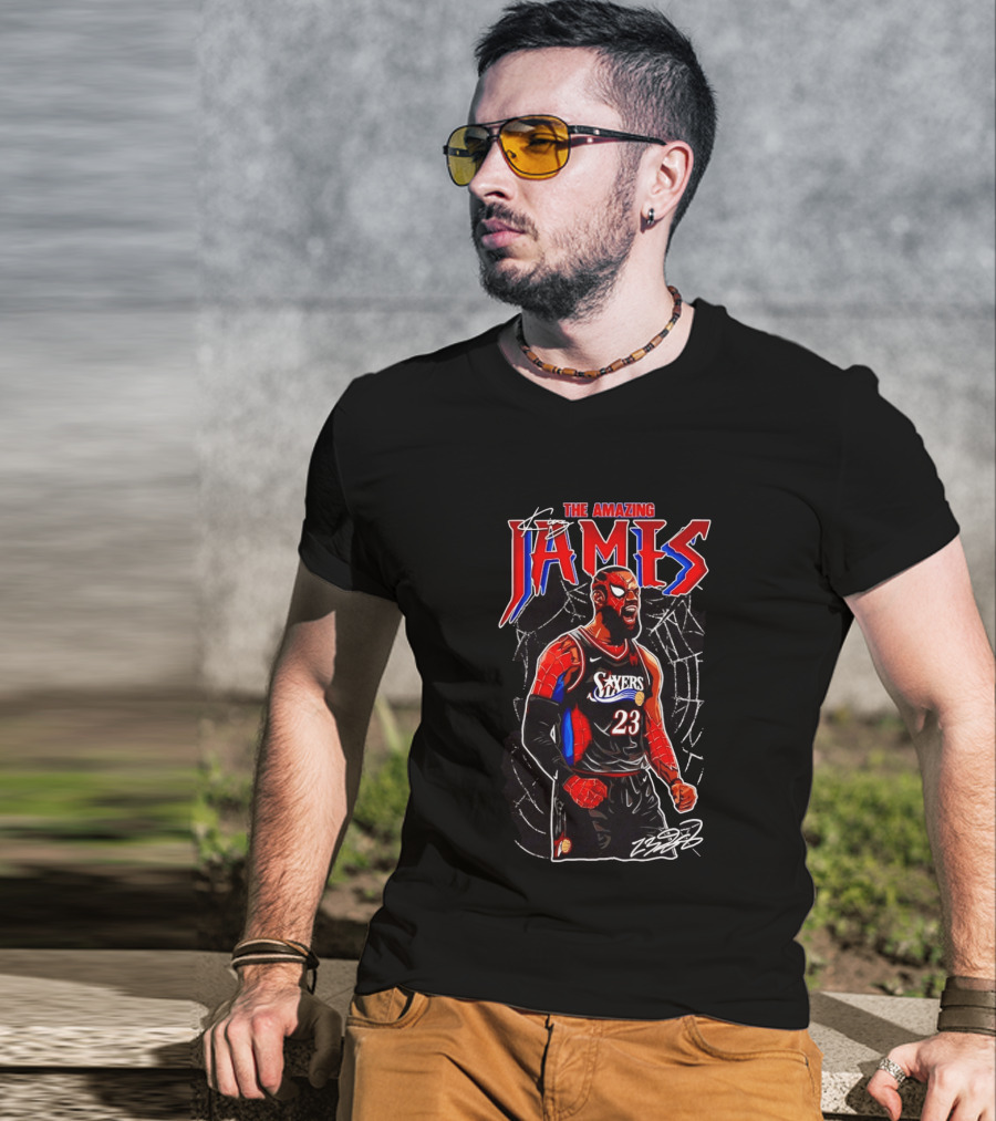 The Amazing LeBron James Spider Man 76ers NBA Crossover Comic T-Shirt
