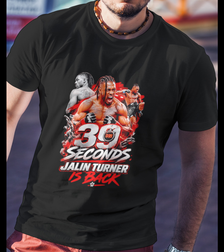 39 Seconds Jalin Turner UFC Fighter Photo Collage Red Glow Is Back T-Shirt