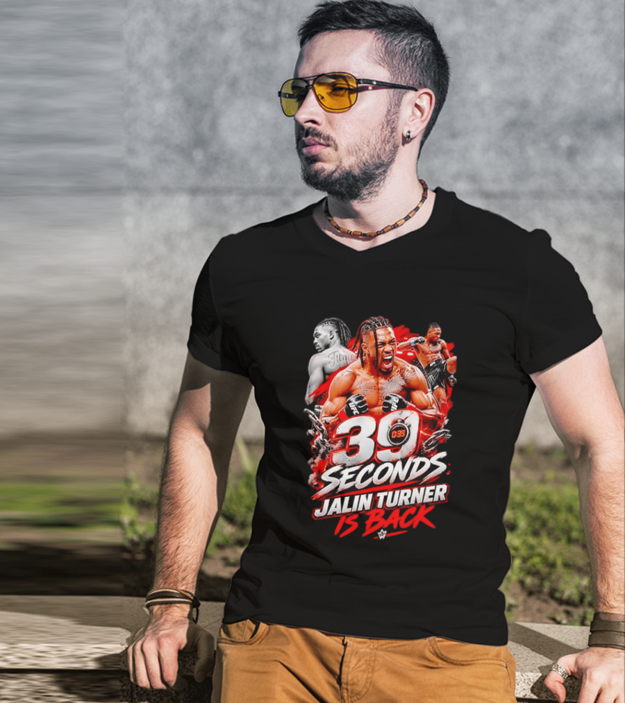 39 Seconds Jalin Turner UFC Fighter Photo Collage Red Glow Is Back T-Shirt