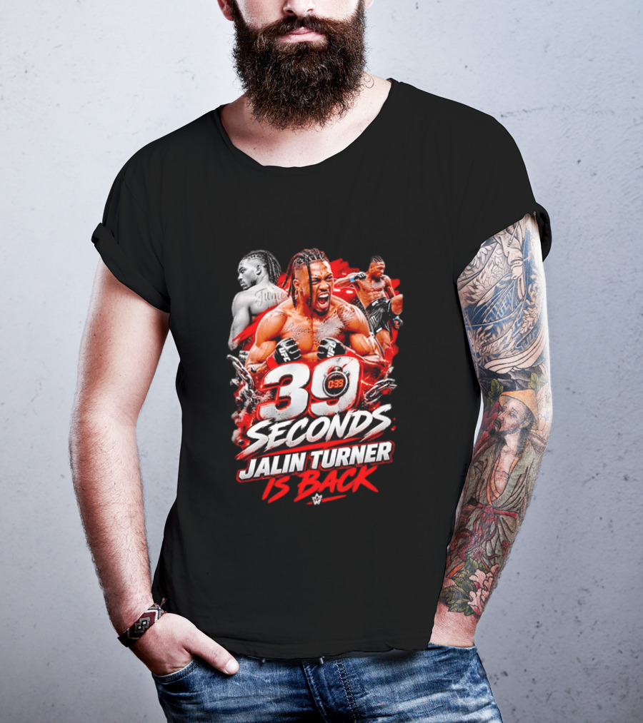 39 Seconds Jalin Turner UFC Fighter Photo Collage Red Glow Is Back T-Shirt