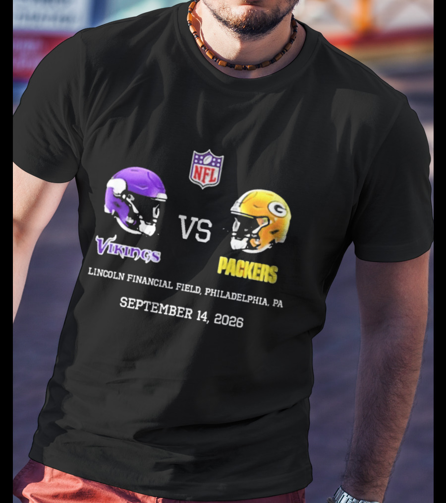 Vikings Vs Packers Lincoln Financial Field Philadelphia PA September 14 2026 T-Shirt