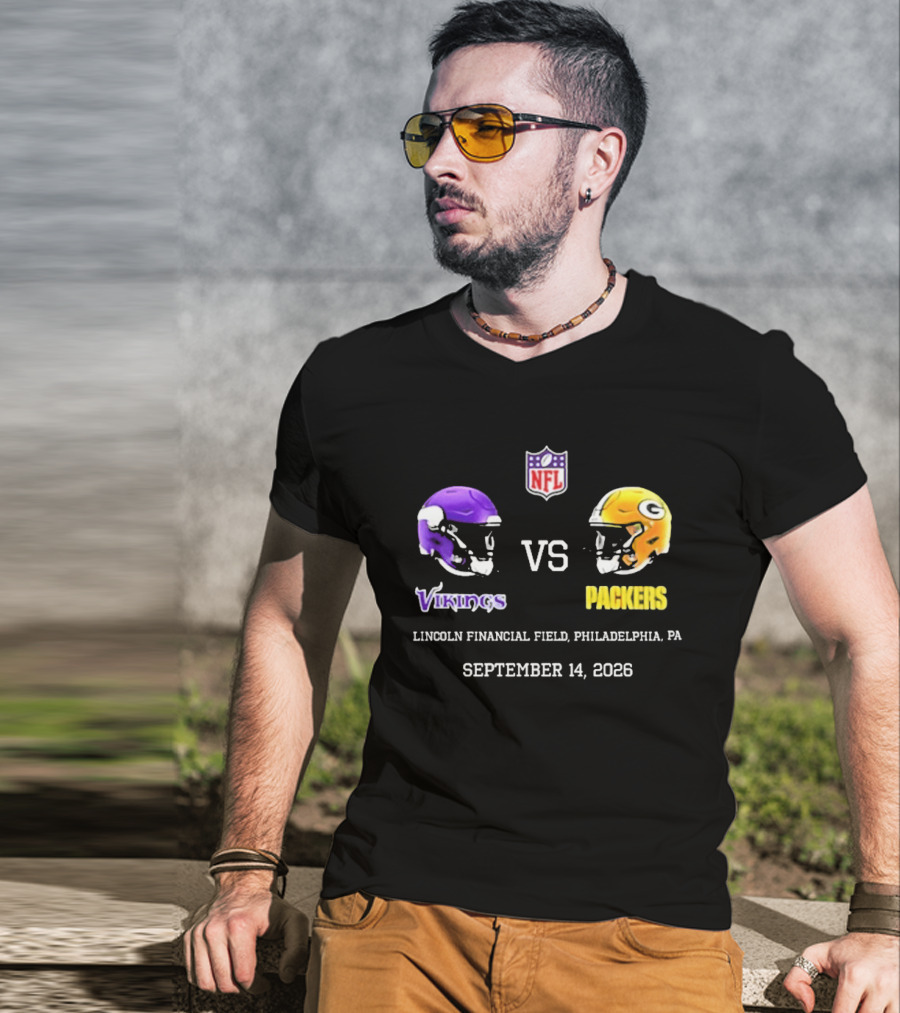 Vikings Vs Packers Lincoln Financial Field Philadelphia PA September 14 2026 T-Shirt