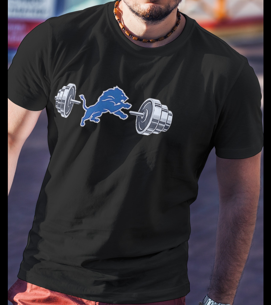 Detroit Lions Barbell 2026 Weightlifting Strength Training Lions T-Shirt