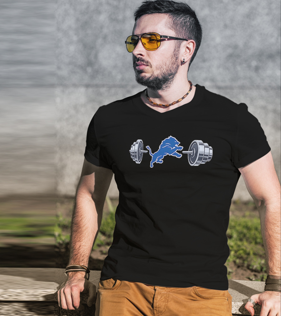 Detroit Lions Barbell 2026 Weightlifting Strength Training Lions T-Shirt