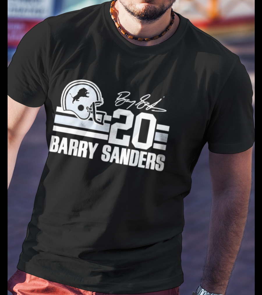 Detroit Lions Barry Sanders 20 Helmet Stripes By BS Signature T-Shirt
