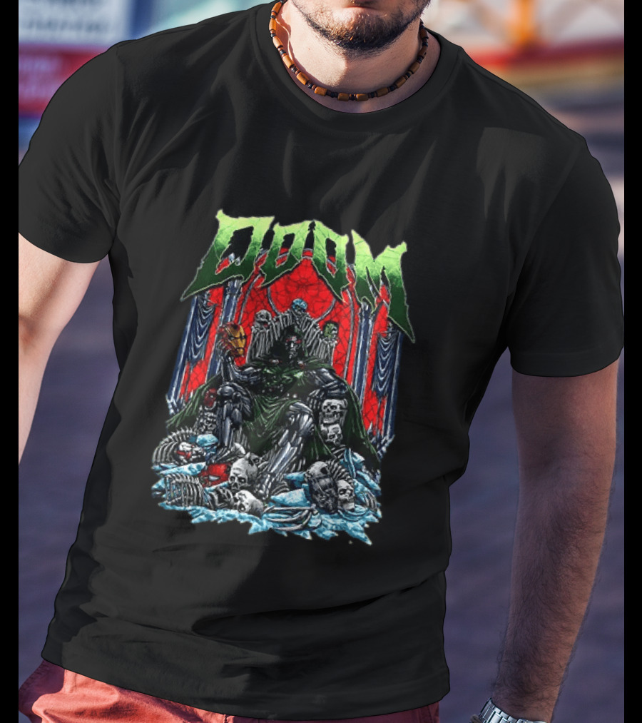 Doctor Doom Throne Marvel Superheroes With Iron Man Mask Doom T-Shirt
