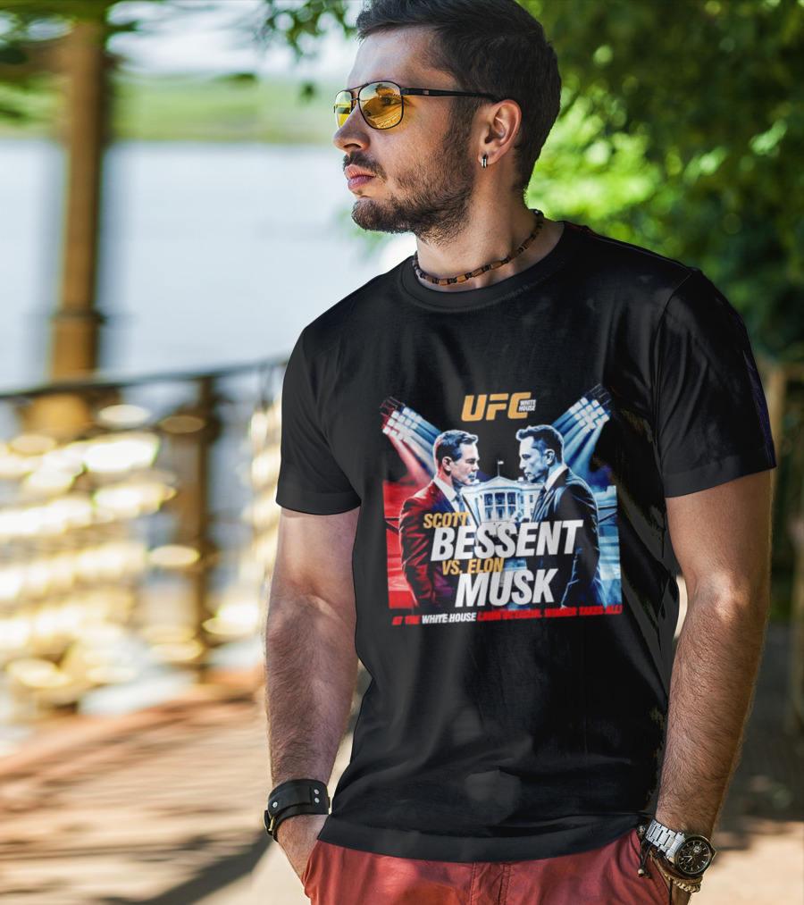UFC White House Scott Bessent Vs Elon Musk At The White House Lawn Octagon Winner Takes All T-Shirt