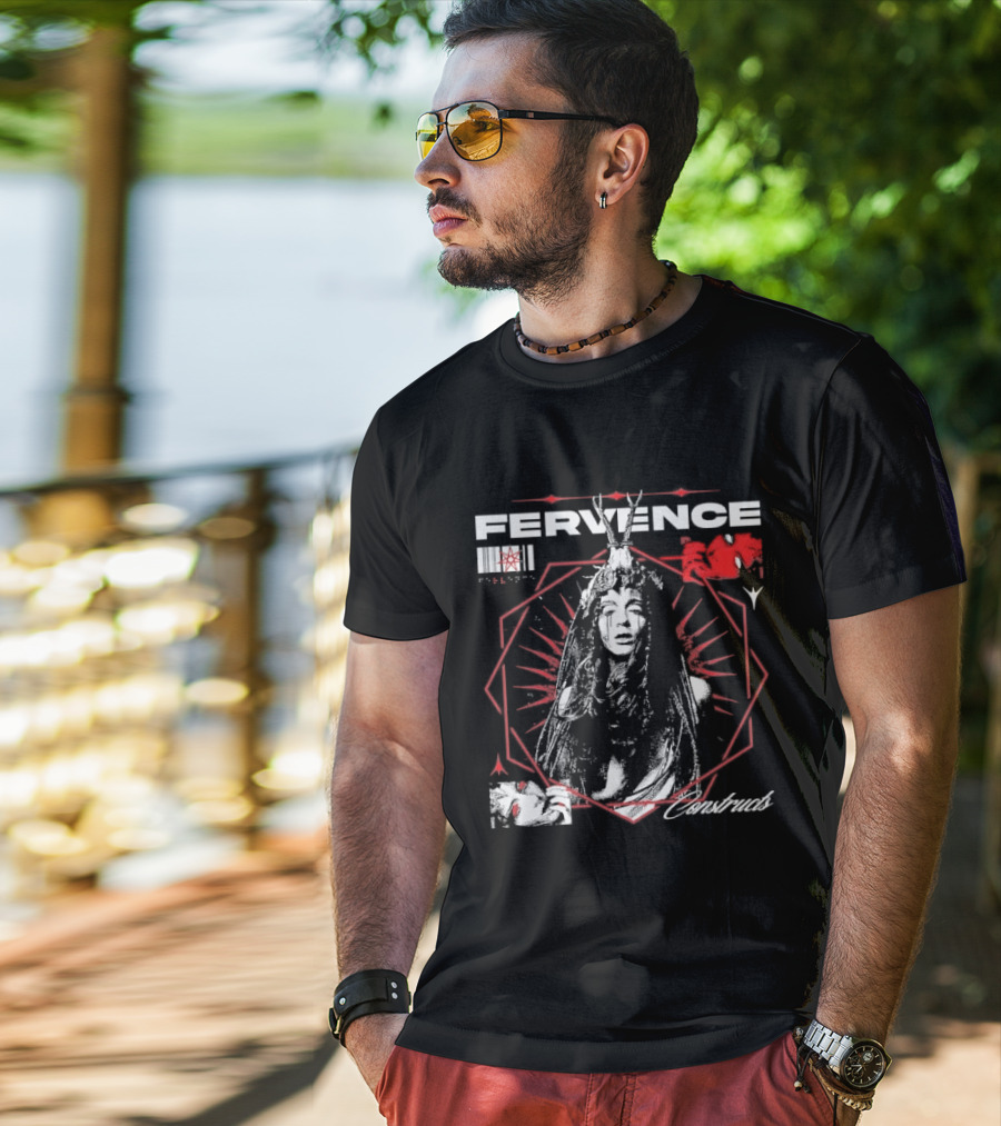 Fervence Constructs Hexagon Horned Crown Woman Red Tears T-Shirt