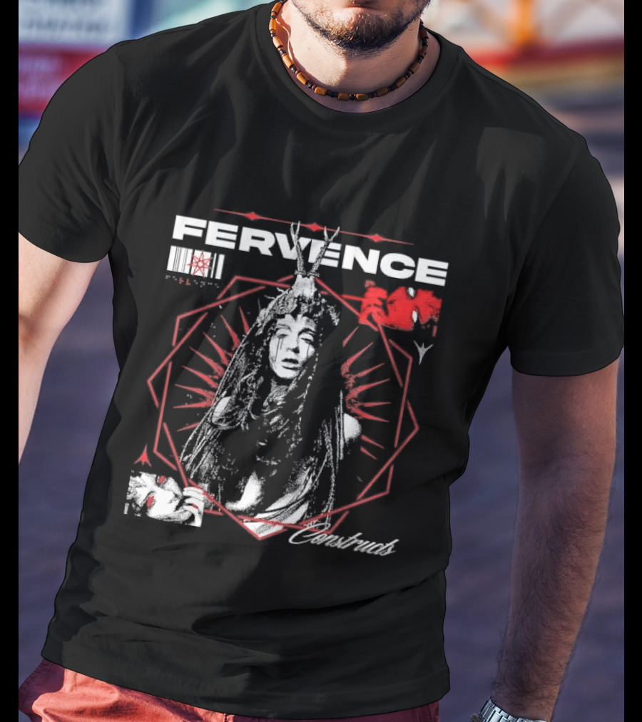 Fervence Constructs Hexagon Horned Crown Woman Red Tears T-Shirt