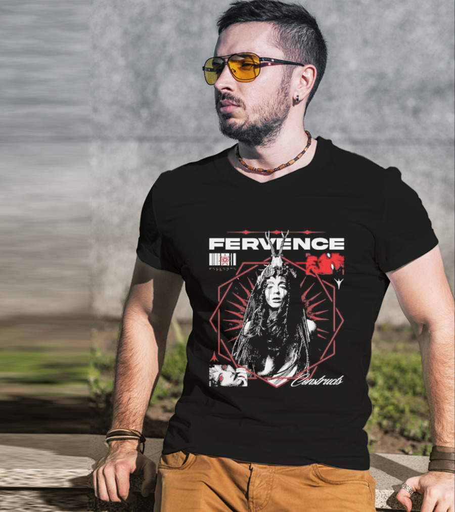 Fervence Constructs Hexagon Horned Crown Woman Red Tears T-Shirt