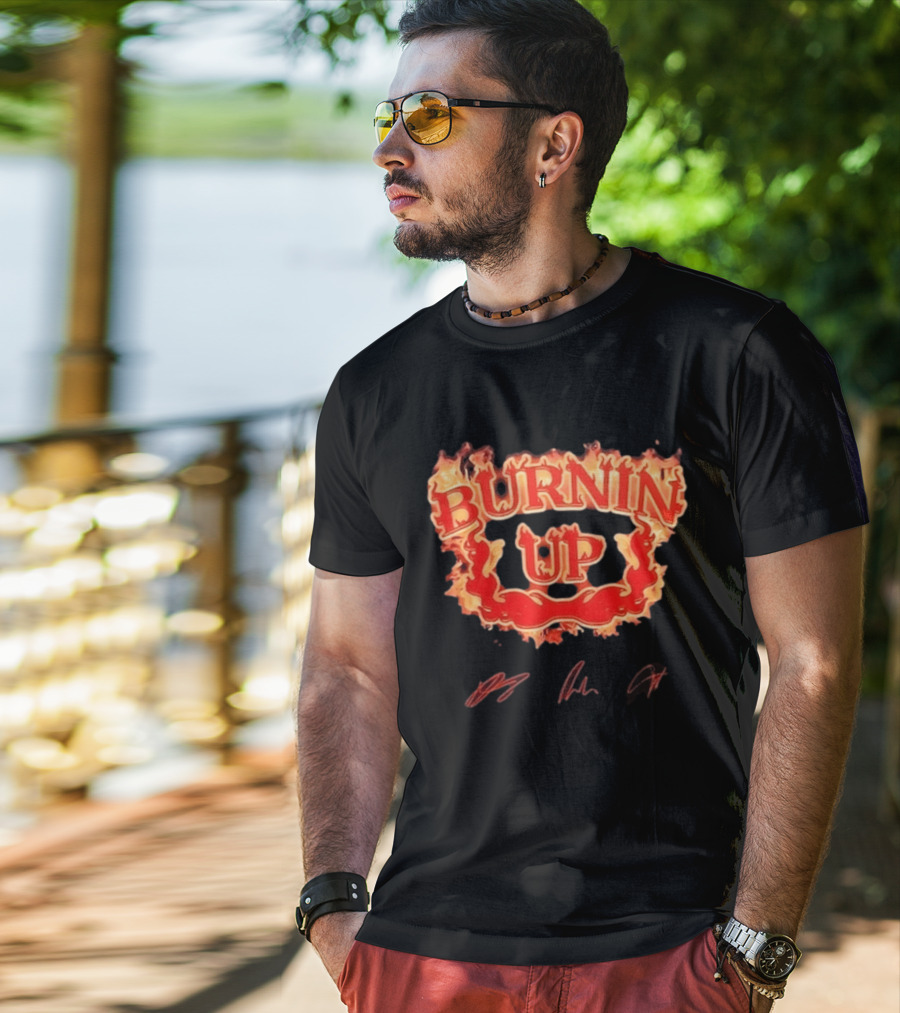 Jonas Brothers Burnin Up Tour Fiery Red Flame Letters T-Shirt