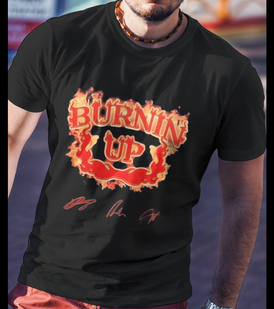 Jonas Brothers Burnin Up Tour Fiery Red Flame Letters T-Shirt