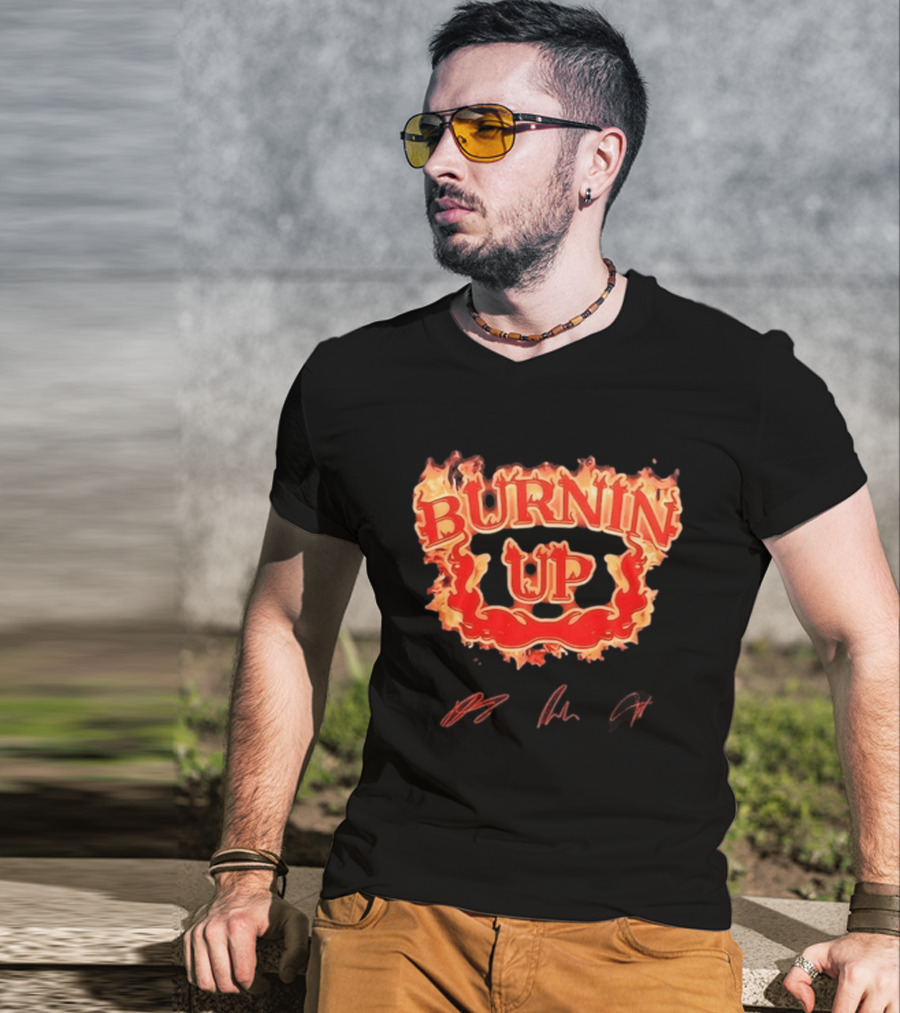 Jonas Brothers Burnin Up Tour Fiery Red Flame Letters T-Shirt
